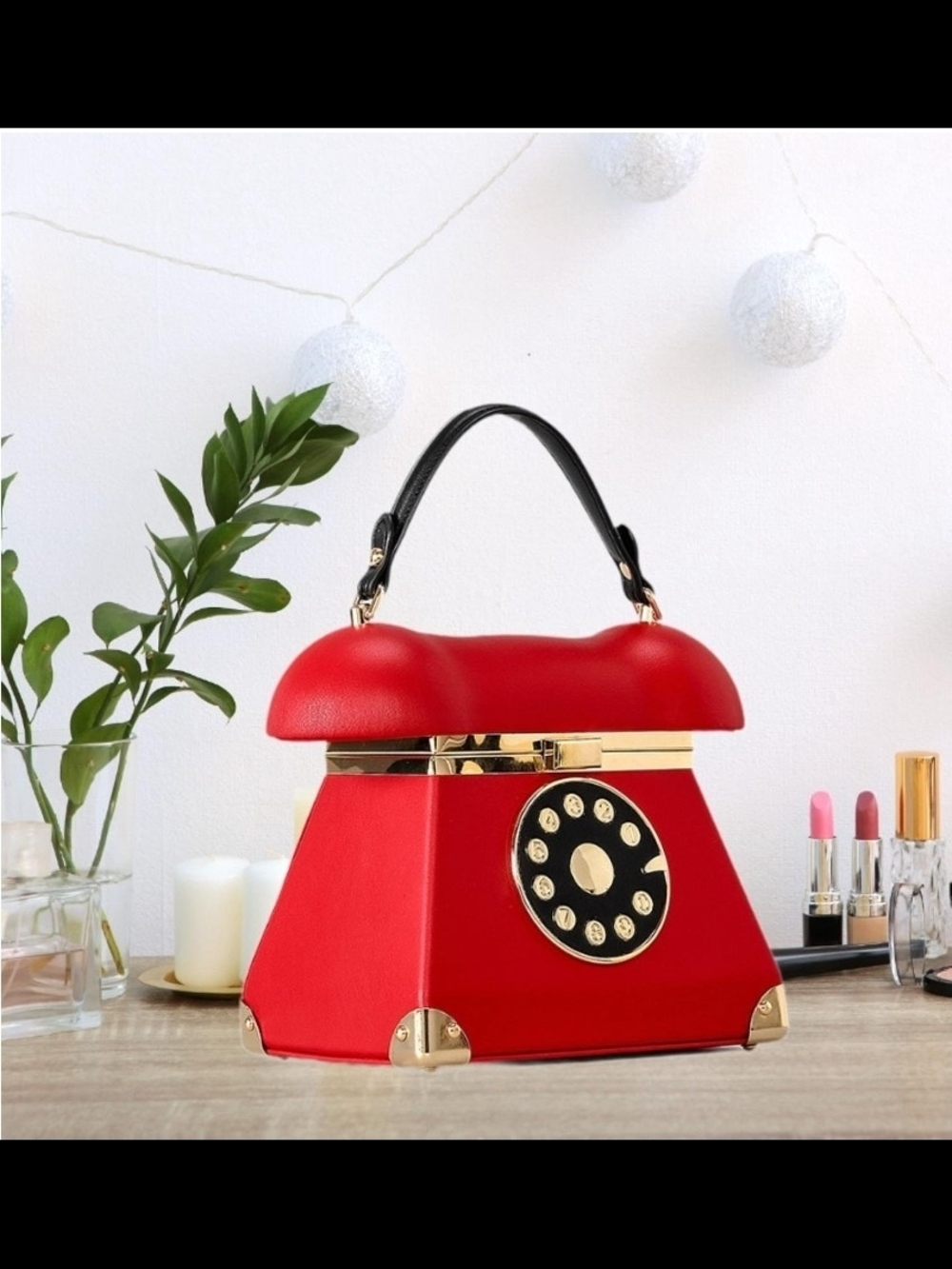 Nwt Red Novelty Telephone-Shaped Top-Handle Bag